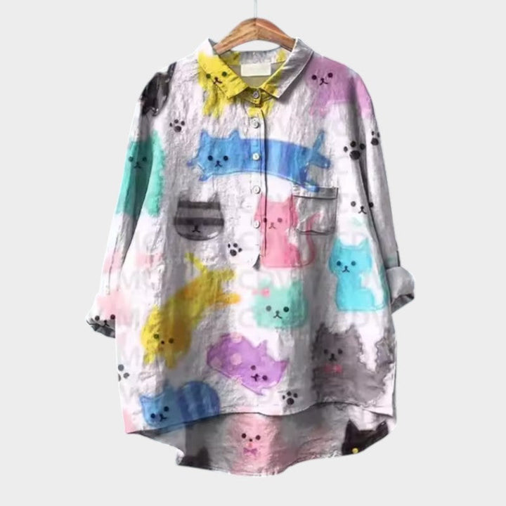 VIVIANA™ | Blusa Oversize con Stampa di Gatti