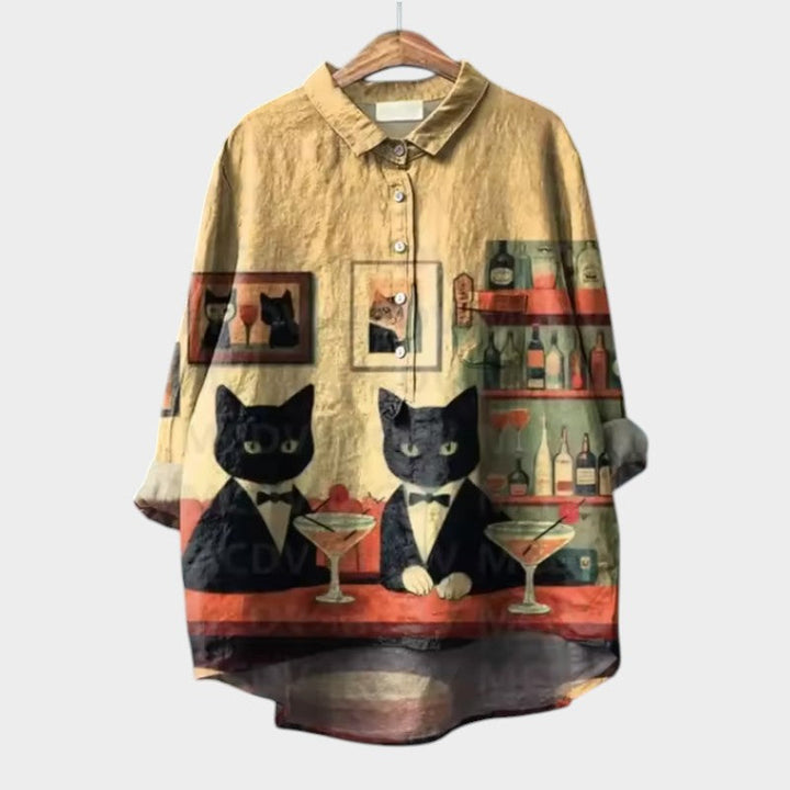 VIVIANA™ | Blusa Oversize con Stampa di Gatti