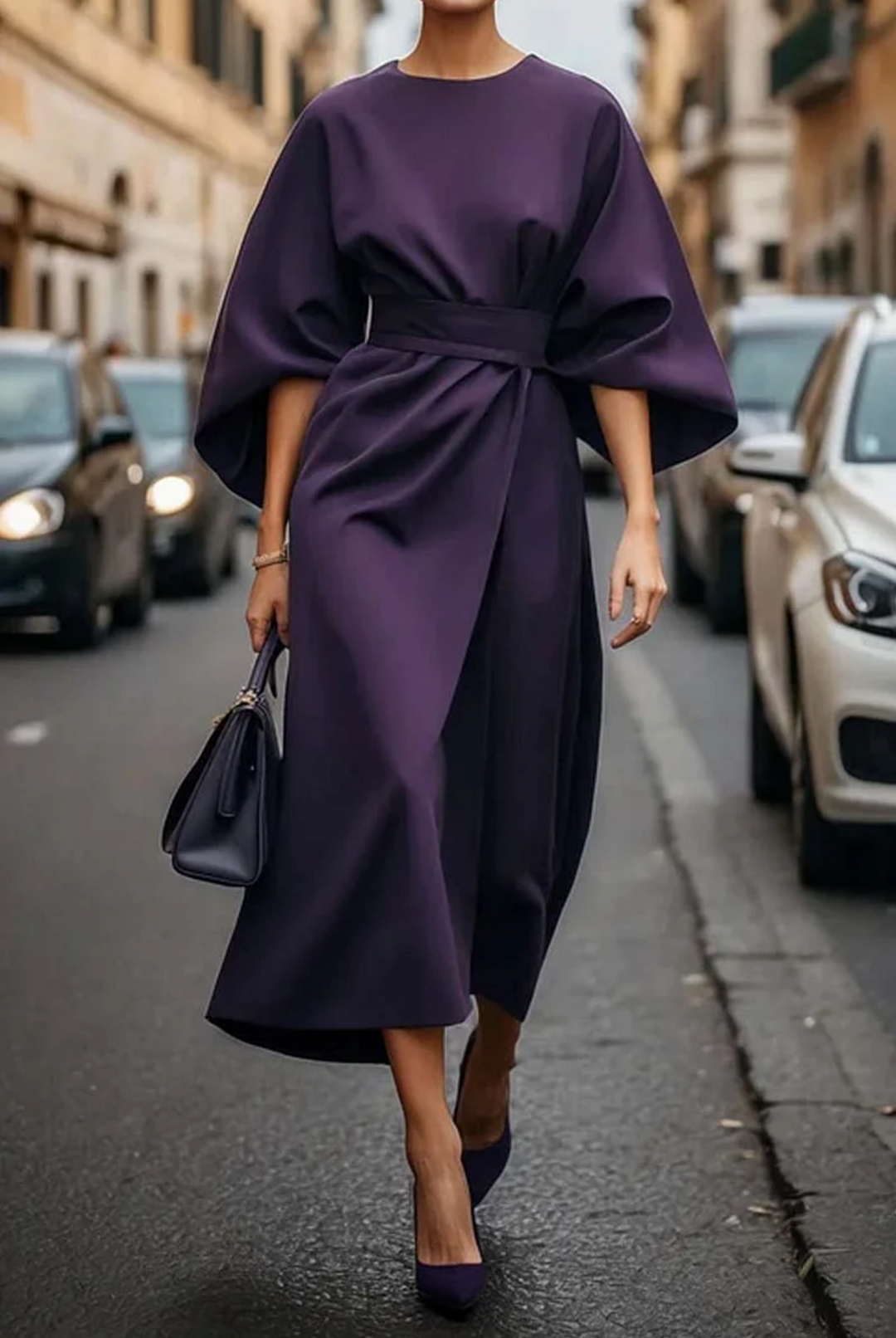 Sonia™ | Abito Chic con Maniche a Lanterne e Cintura