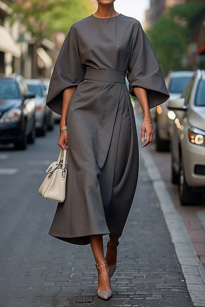 Sonia™ | Abito Chic con Maniche a Lanterne e Cintura