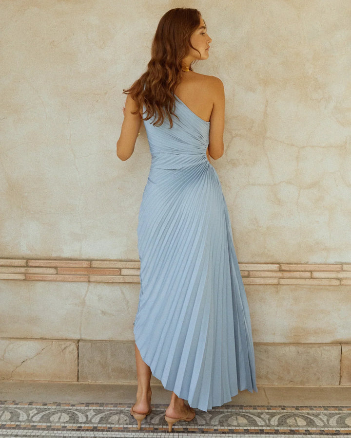 Delfina™ | Vestito Plissettato in Satin a Spalla Unica