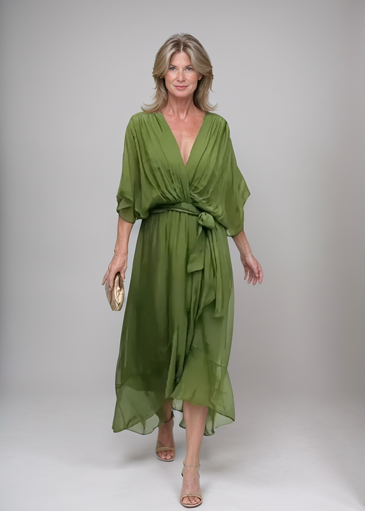 Aurora™ | Abito Midi in Chiffon con Design Avvolgente