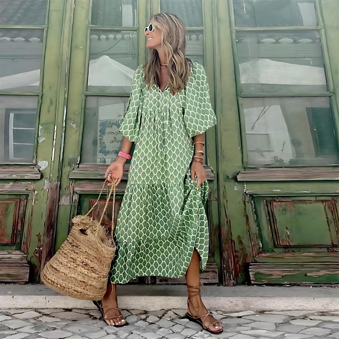 Sheren™ | Vestito Fluttuante con Motivo di Rose