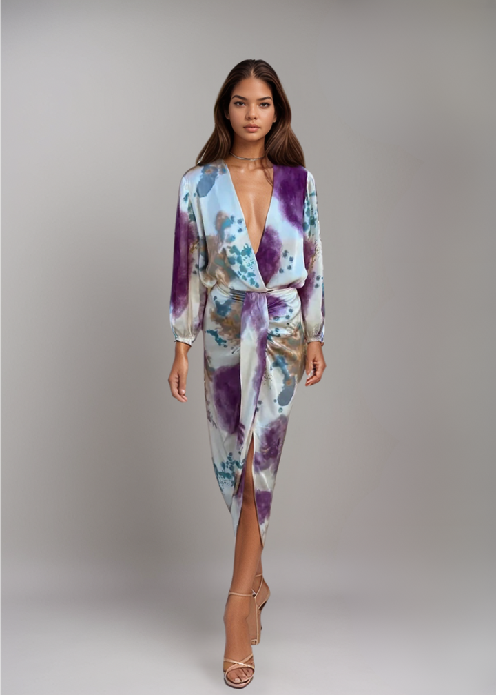 Hedwig™ | Abito Midi Avvolgente con Design Artistico