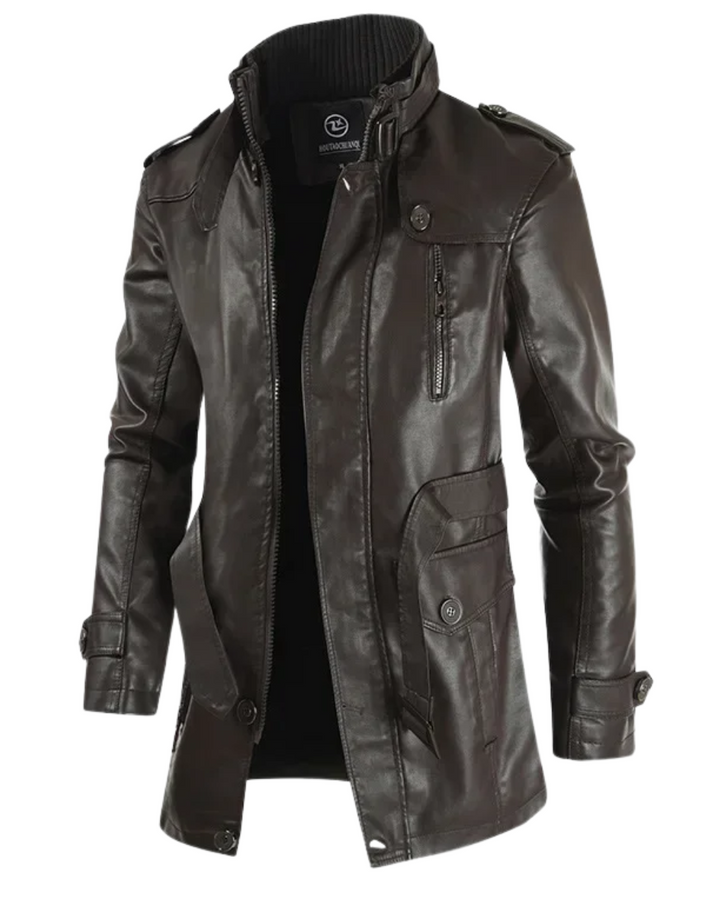 Giacca da Biker Lunga in Pelle Elegante