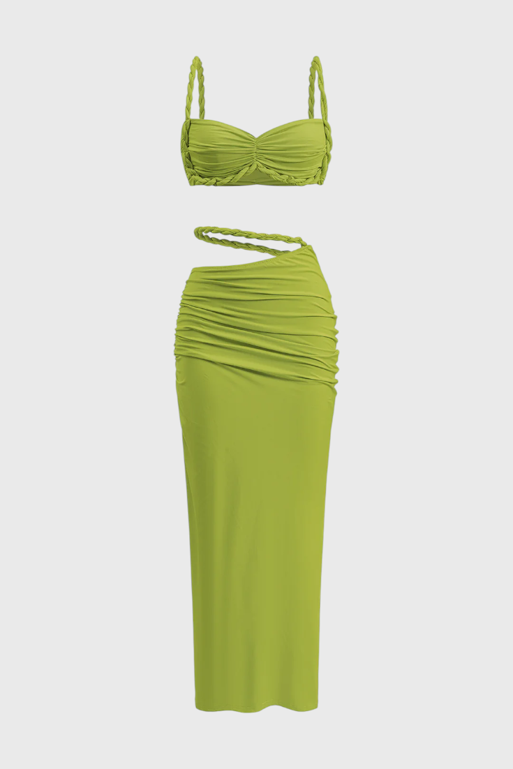 Completo Saira con Gonna Arricciata e Top Schiena Scoperta