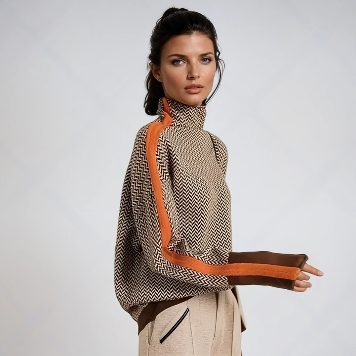 Malou™ | Maglione A Collo Alto Con Strisce A Contrasto Accattivanti