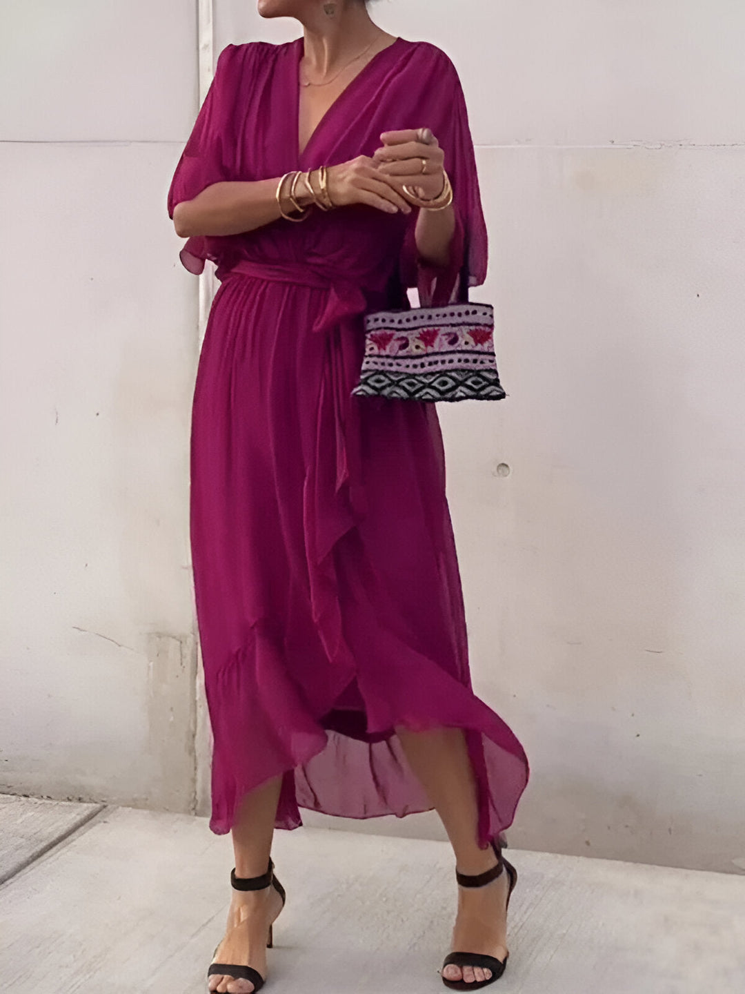 Monica™ | Abito in Chiffon con Scollo a V