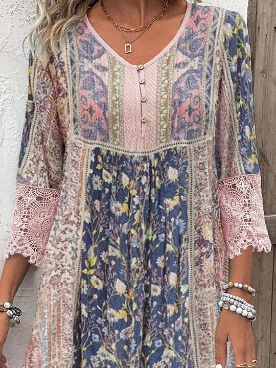 Mirabel™ | Abito Boho con Dettagli in Pizzo