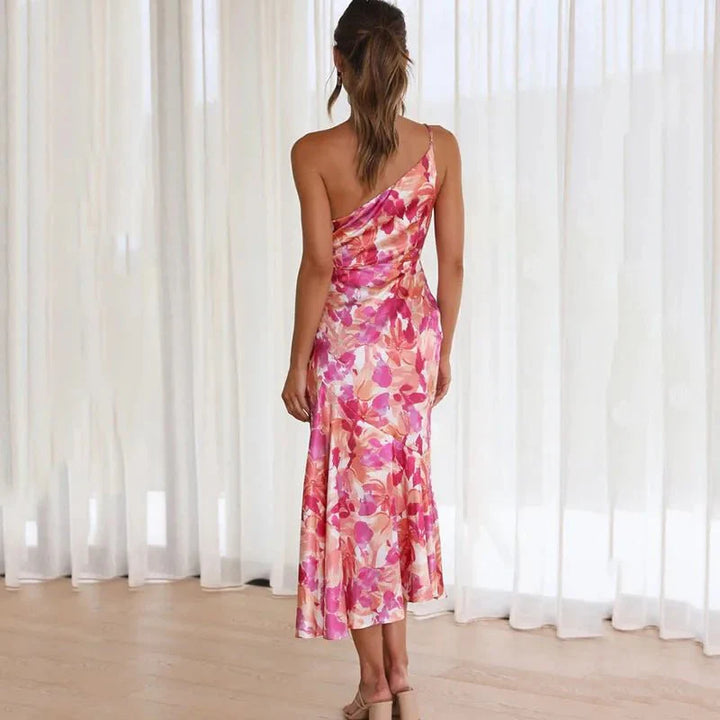 Flora™ | Abito Midi Asimmetrico con Motivo Floreale