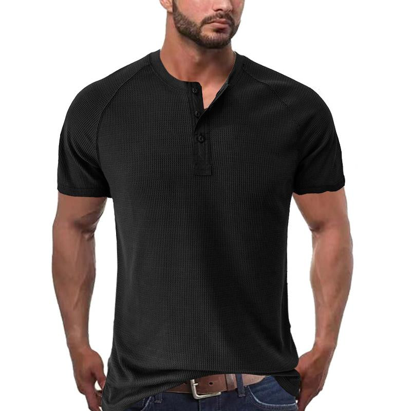 T-Shirt Henley a Maniche Corte Tough Guy da Uomo