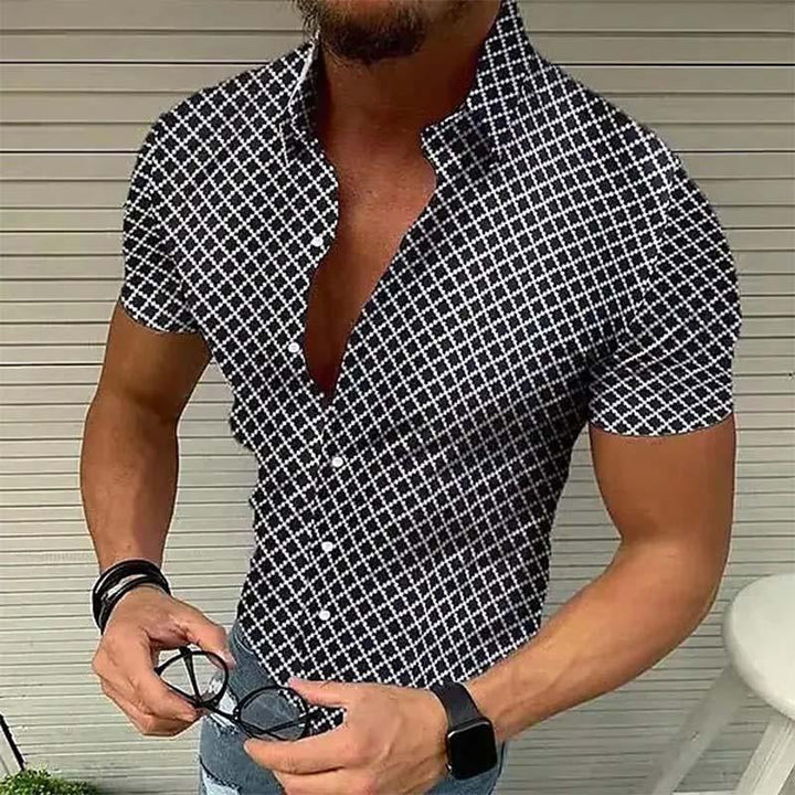 Camicia a maniche corte casual stampata da uomo