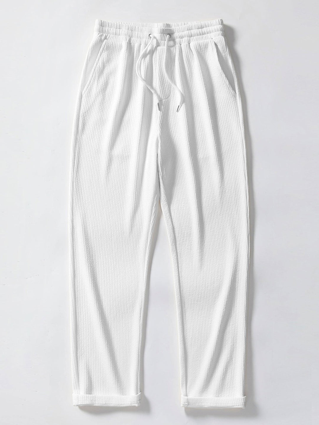 Polo Shirt in Maglia Jacquard a Strisce e Pantaloni a Gamba Dritta a Coste