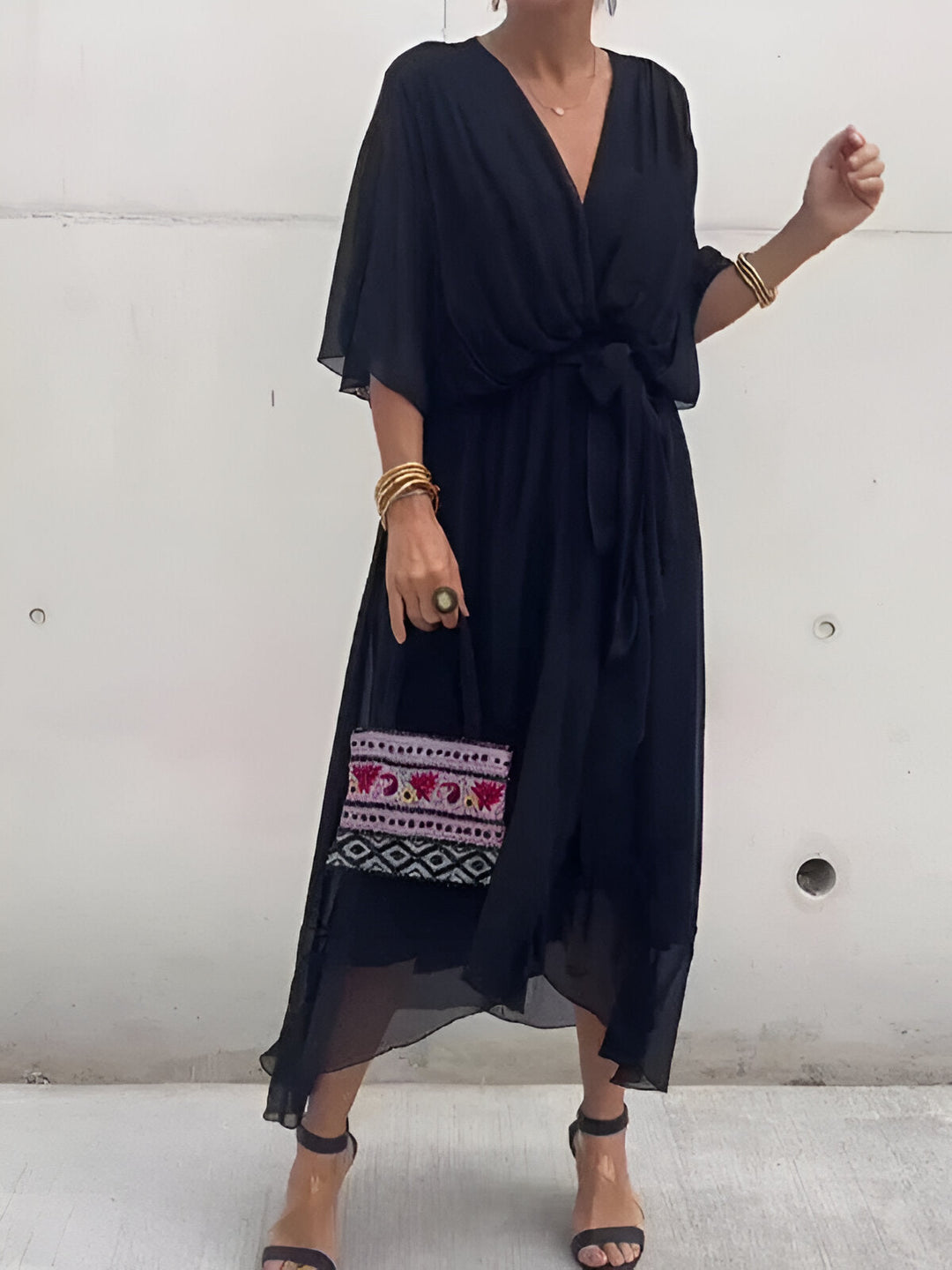 Monica™ | Abito in Chiffon con Scollo a V