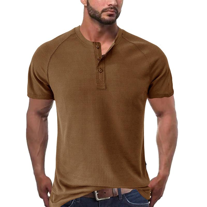 T-Shirt Henley a Maniche Corte Tough Guy da Uomo