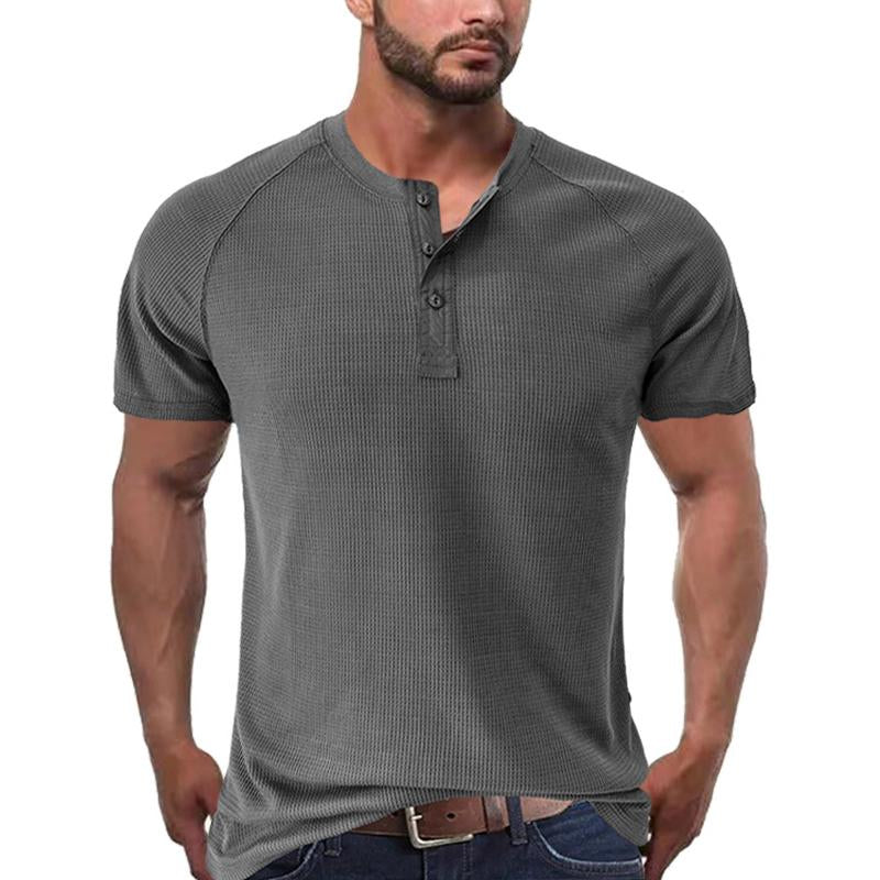 T-Shirt Henley a Maniche Corte Tough Guy da Uomo