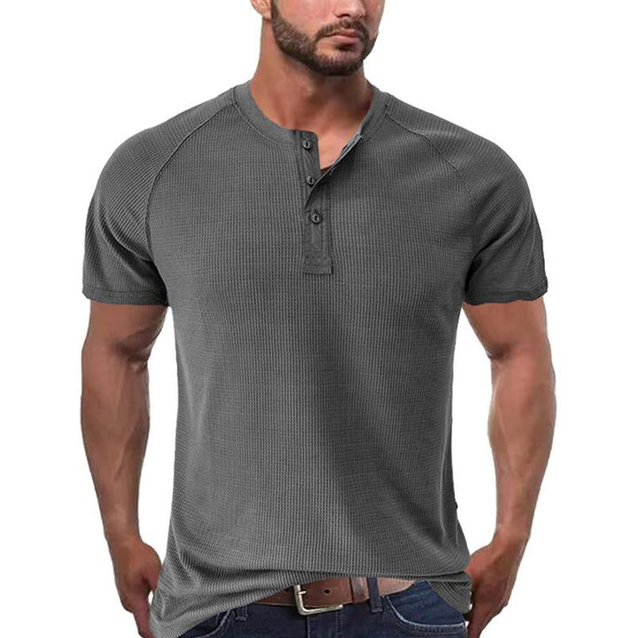 T-Shirt Henley a Maniche Corte Tough Guy da Uomo
