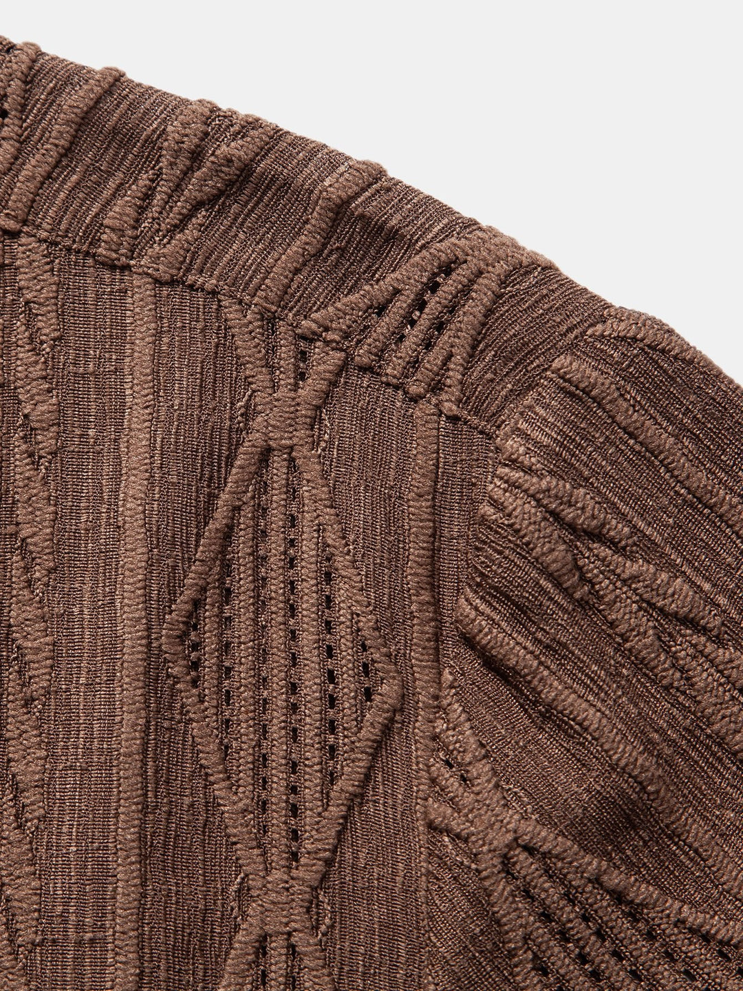 Camicia Cubana con Occhielli in Jacquard Geometrico e Pantaloni Corti Texturizzati Arricciati