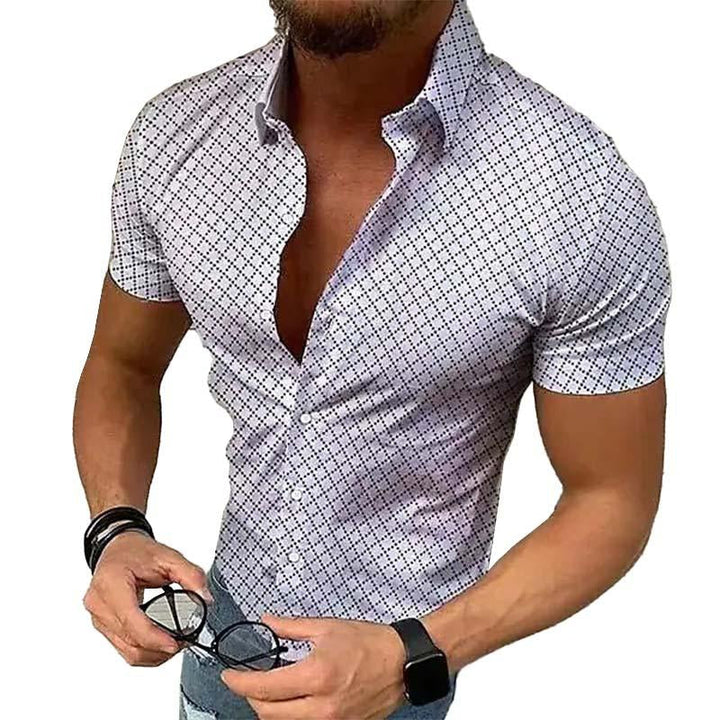 Camicia a maniche corte casual stampata da uomo