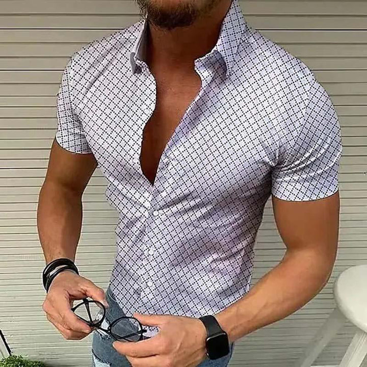 Camicia a maniche corte casual stampata da uomo
