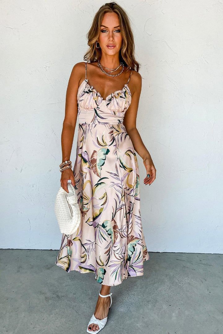 Lana™ | Abito Tropicale con Motivo Foglie
