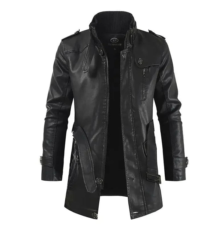 Giacca da Biker Lunga in Pelle Elegante