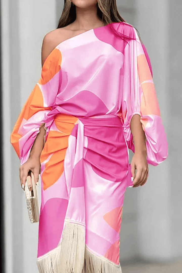 Talia™ | Abito in Raso con Maniche a Sbuffo