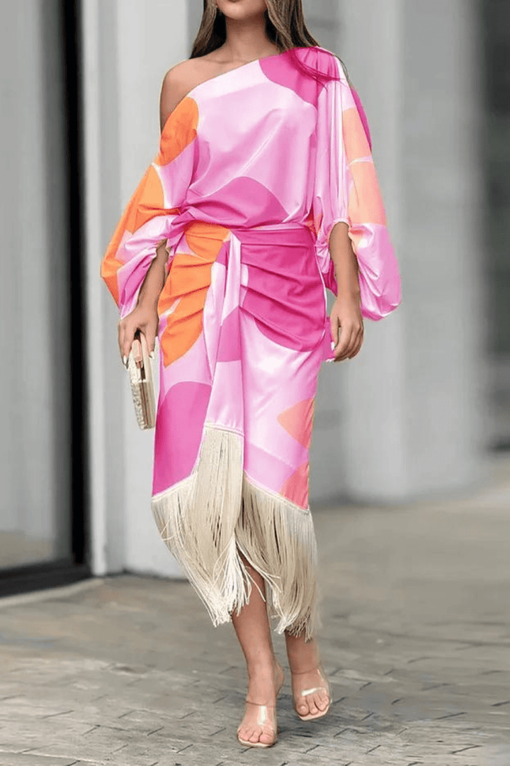 Talia™ | Abito in Raso con Maniche a Sbuffo