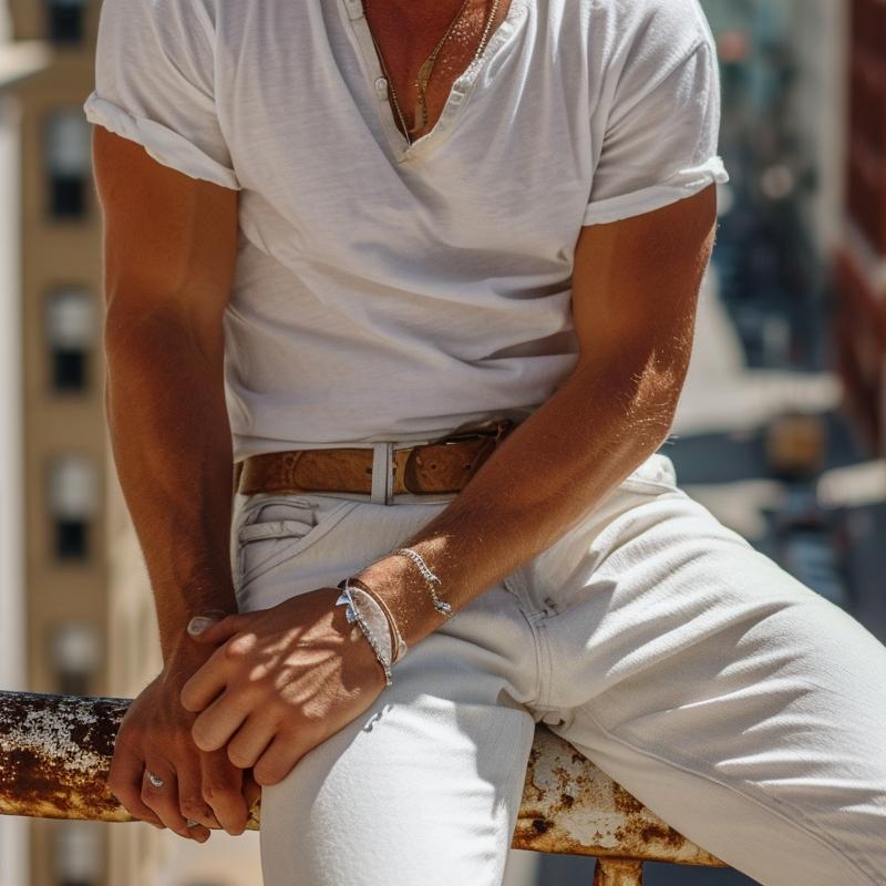 T-shirt a manica corta con colletto Henley per uomo