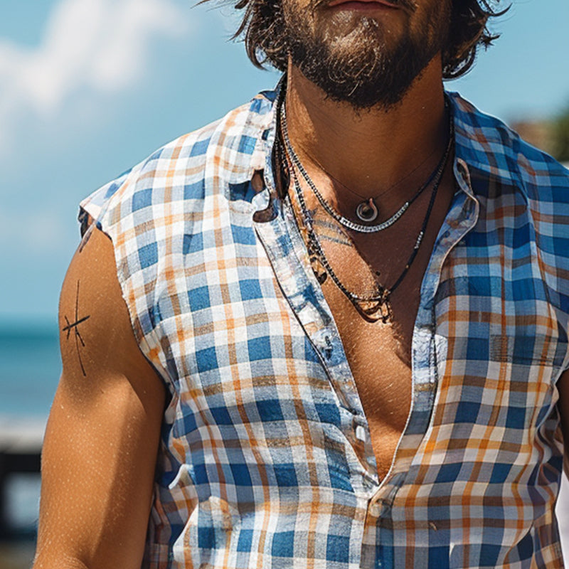 Canotta senza maniche a quadri Aquaman per uomo