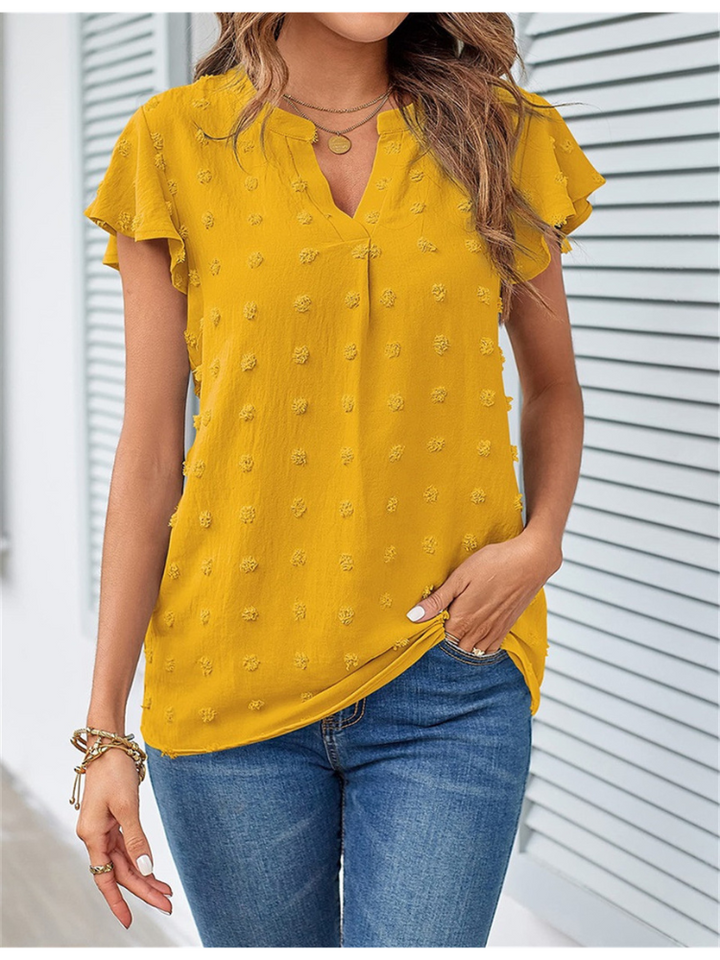 Hannah™ | Blusa con Patchwork e Rouches