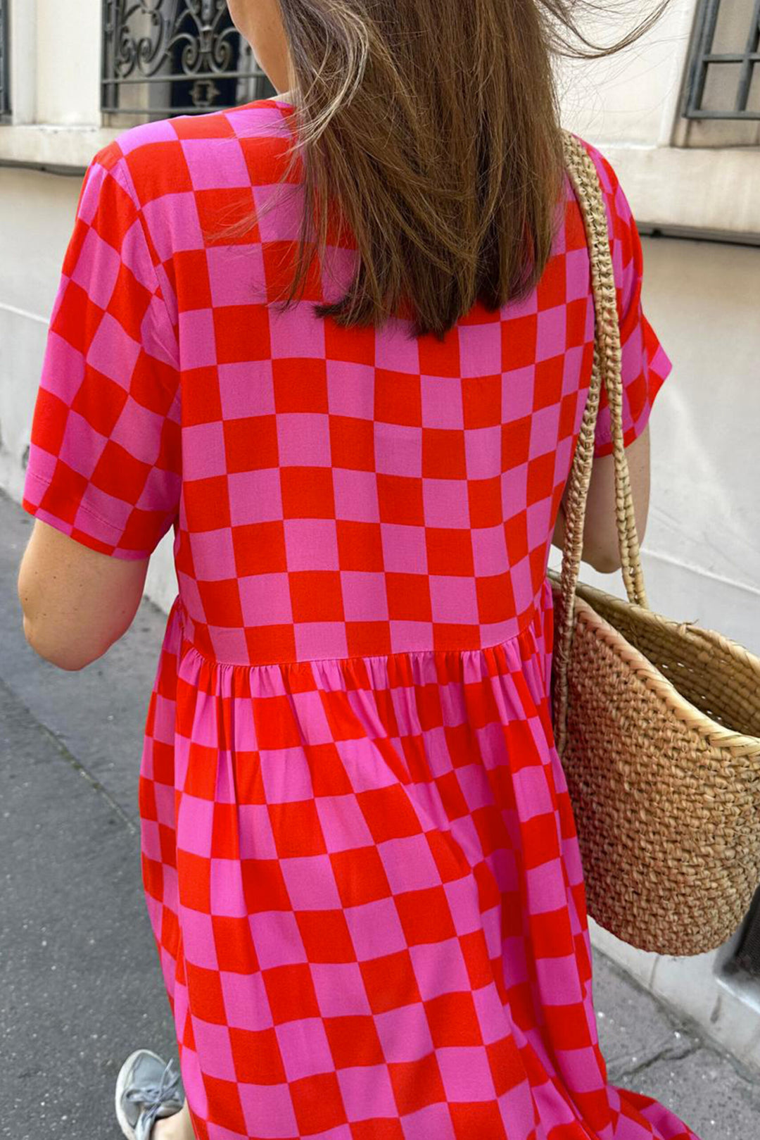 Elisa™ | Abito Estivo a Scacchi Con Scollo a V