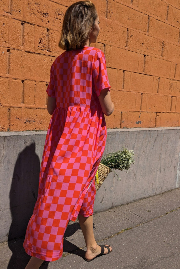 Elisa™ | Abito Estivo a Scacchi Con Scollo a V