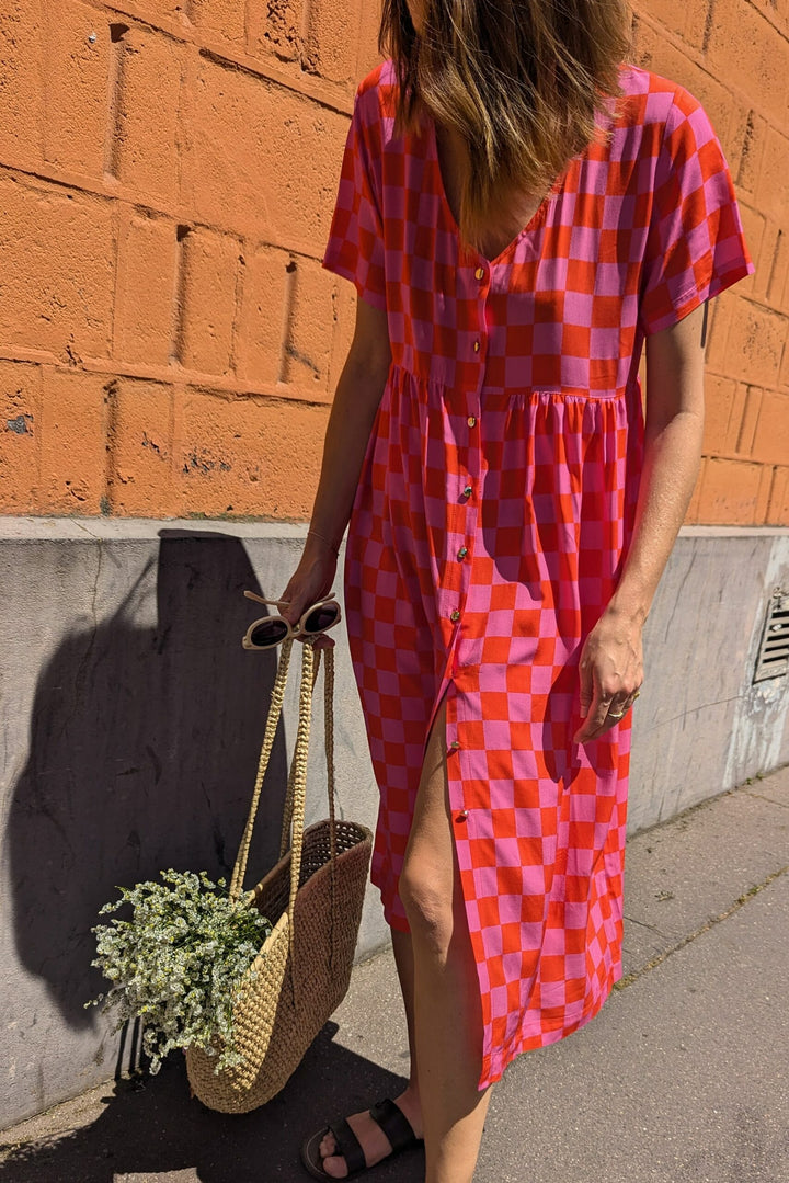 Elisa™ | Abito Estivo a Scacchi Con Scollo a V