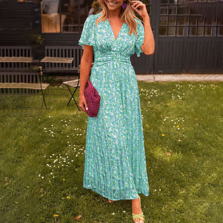 Seraphina™ | Abito Maxi con Maniche Fluttuanti e Stampa Floreale