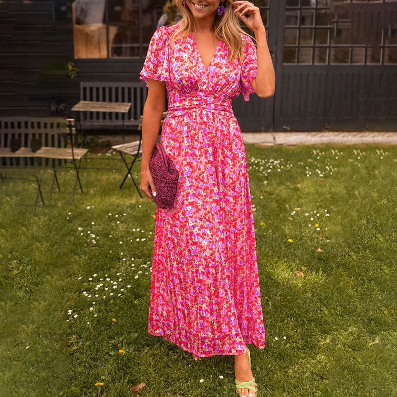 Seraphina™ | Abito Maxi con Maniche Fluttuanti e Stampa Floreale