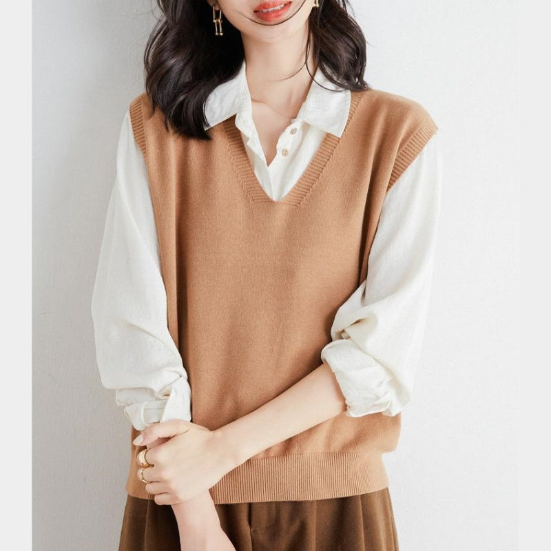 Rea™ | Gilet Lavorato A Maglia Con Scollo A V Da Donna