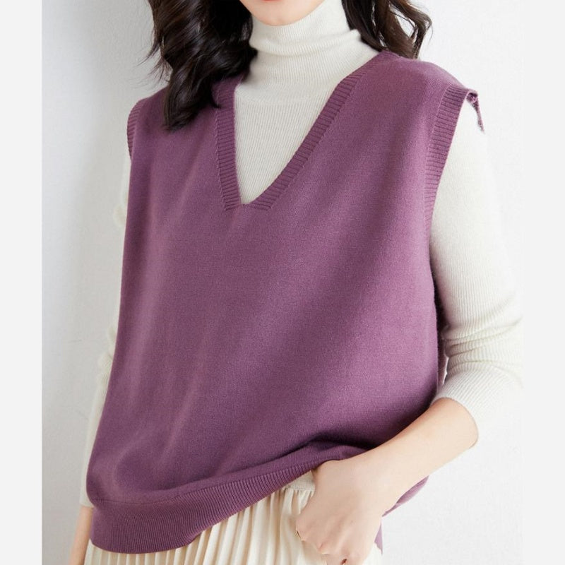 Rea™ | Gilet Lavorato A Maglia Con Scollo A V Da Donna