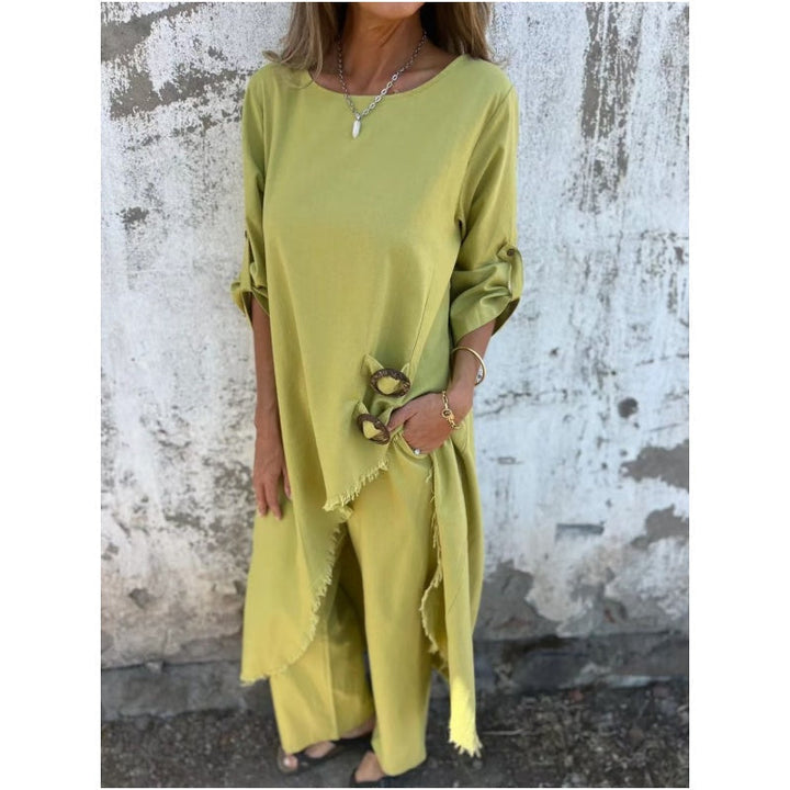 🌸 Novità di Stagione | Completo Elegante in Cotone e Lino (2 Pezzi)