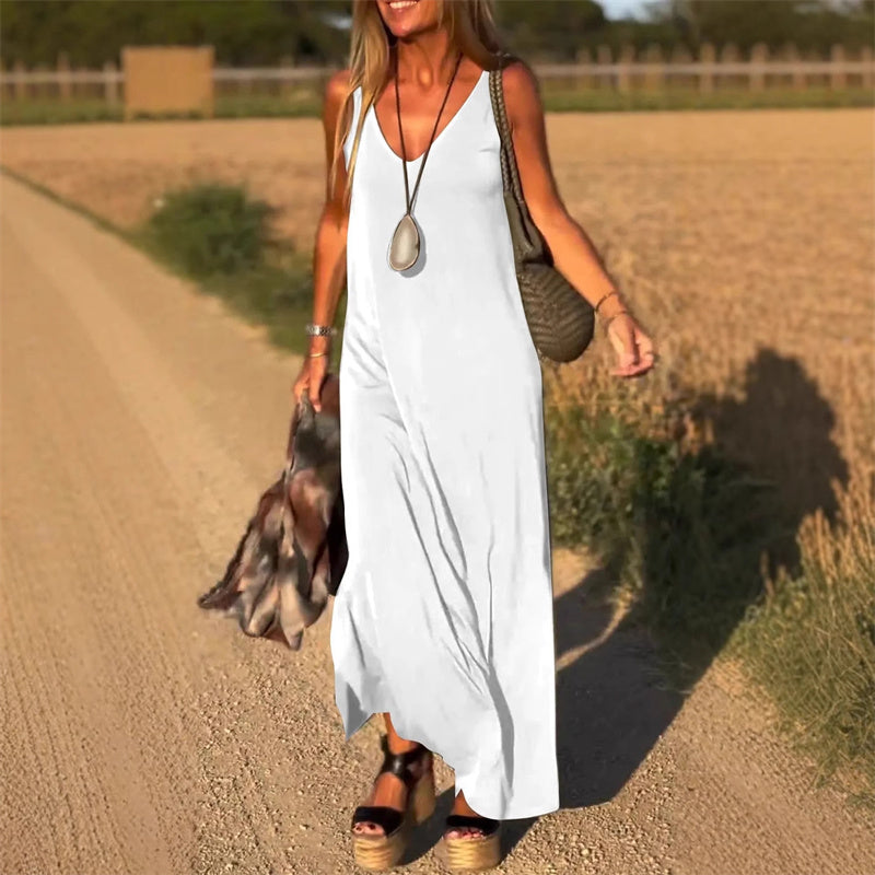 Élyse™ | Elegante Maxidress Senza Maniche con Scollo a V Raffinato
