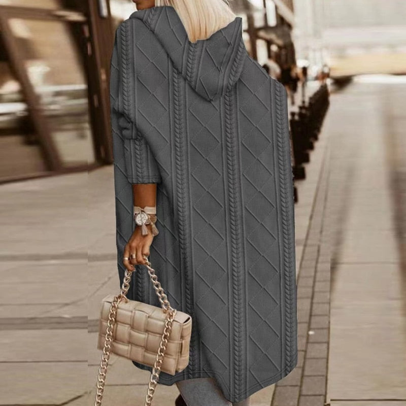 Johani | Cardigan con Cappuccio di Lunghezza Estesa