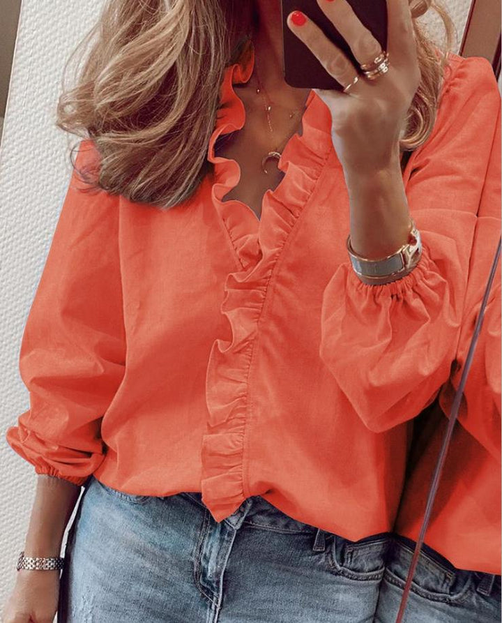 Jennifer™ | Blusa con Ruches e Scollo a V